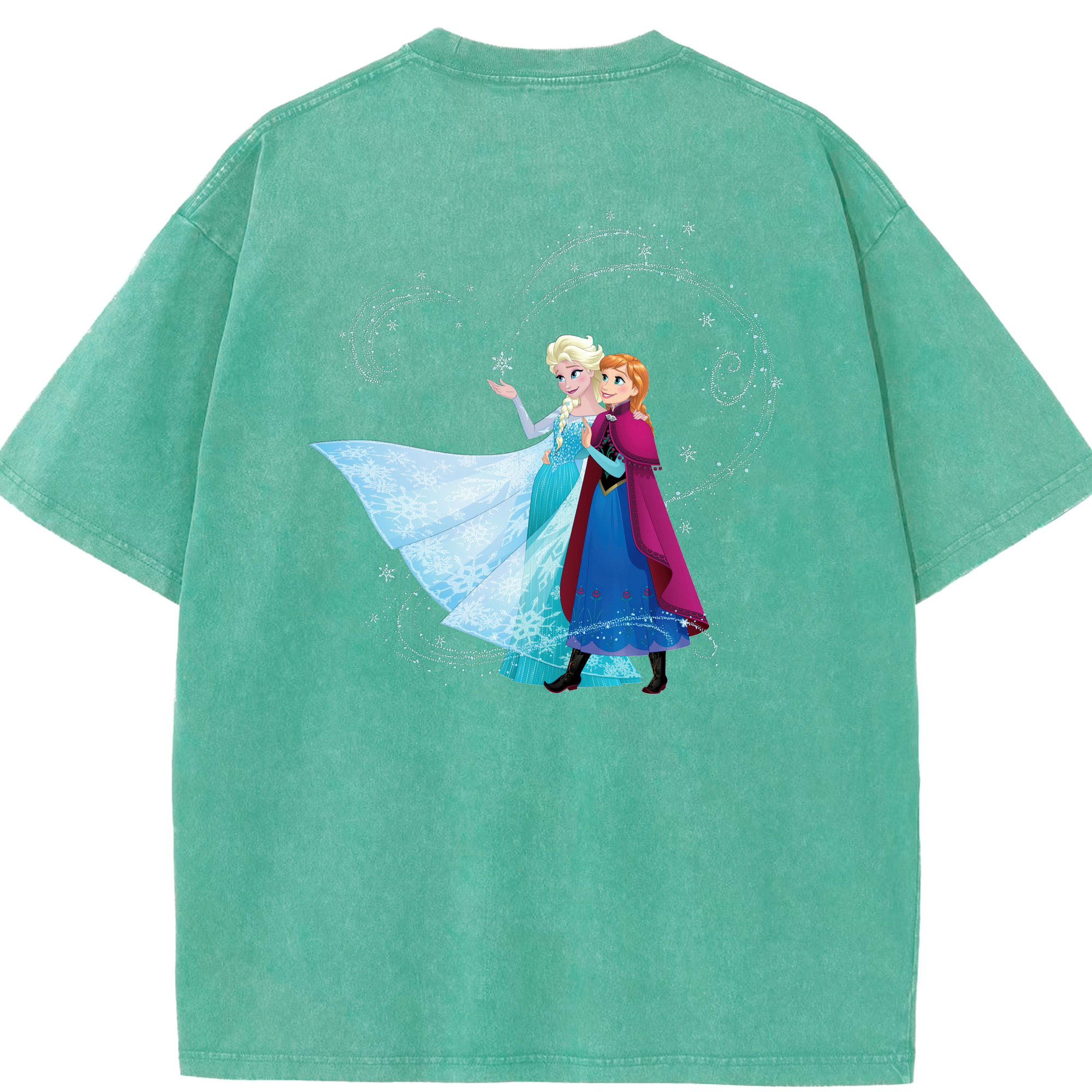 （画像用） アナと雪の女王 アンナ エルサ Frozen Anna Elsa 綿100% ヴィンテージ風 半袖Tシャツ（背面プリント）